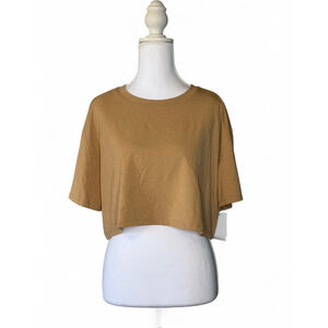 Abound Oversized Cropped Tee | Camel Tan | Size XL | NEW WITH TAGS
